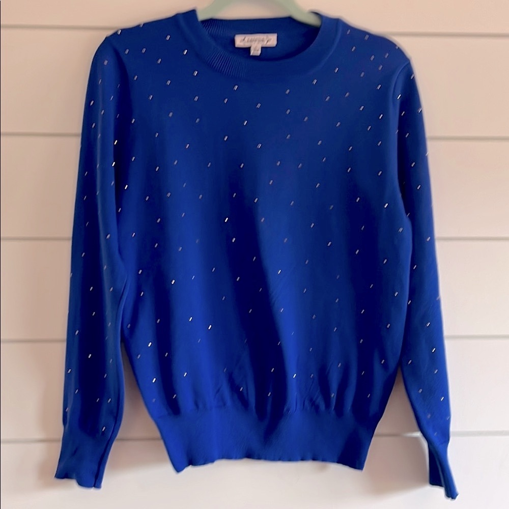 Nanette Lenore Elegant Blue Sweater with Embellishments